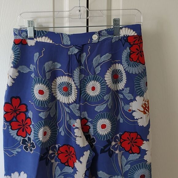 Silk Collection by Harve Bernard vintage  floral silk cropped beachy pants Sz 12 - Picture 3 of 5